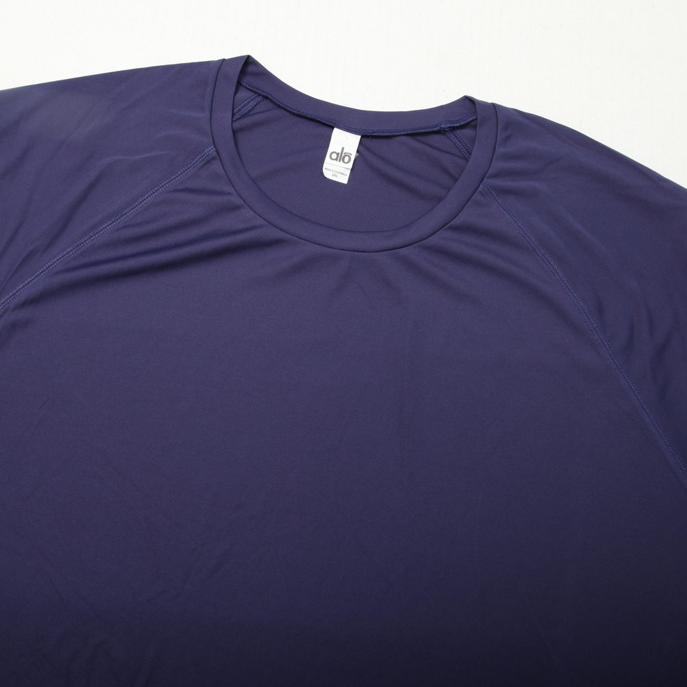 Alo Yoga Shirt Mens 2XL Purple Performance Short Sleeve Crewneck Athletic Raglan